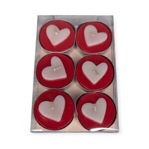 Crate & Barrel Heart-Shaped Tealight Candles Set of 6 NIB 382-649